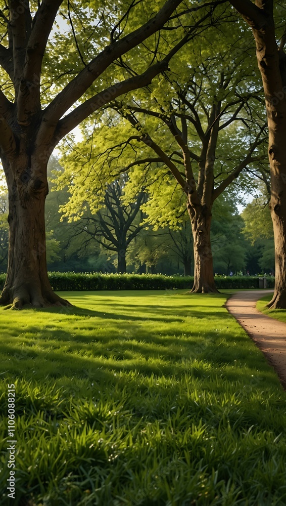Fresh green park background with spring vibes. Fresh green park background with spring vibes.