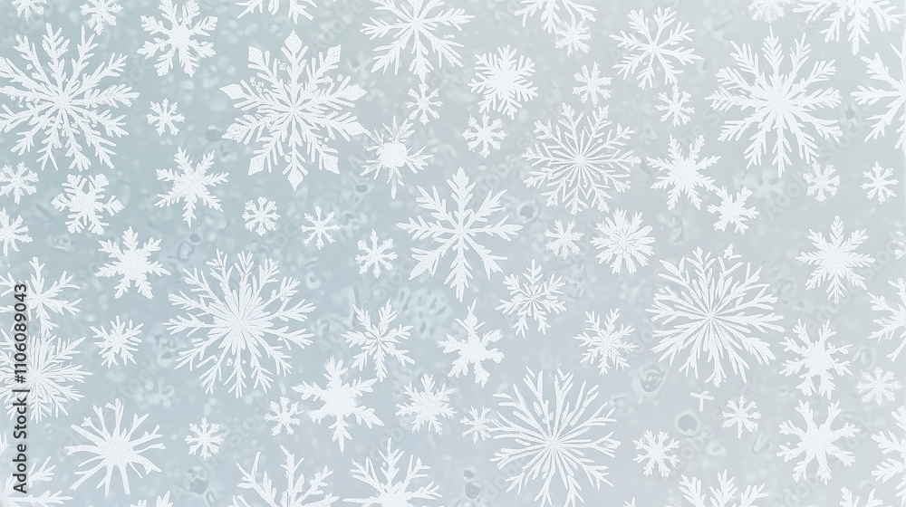 A snowflake pattern overlay on a frosted glass texture, winter mood symbols, background A snowflake pattern overlay on a frosted glass texture, winter mood symbols, background