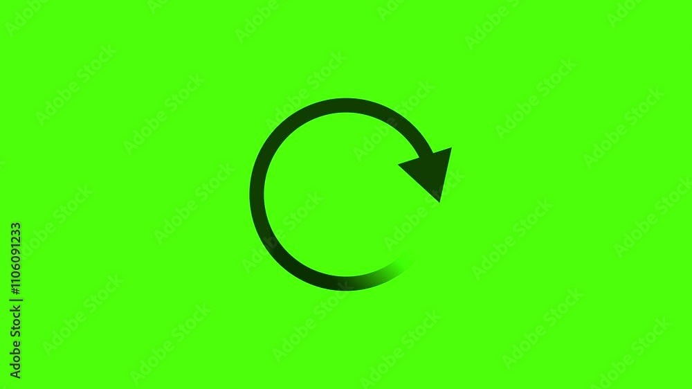 loading arrow sign circle reload animation on green screen