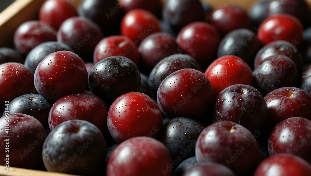 Fresh plums on display. Fresh plums on display.
