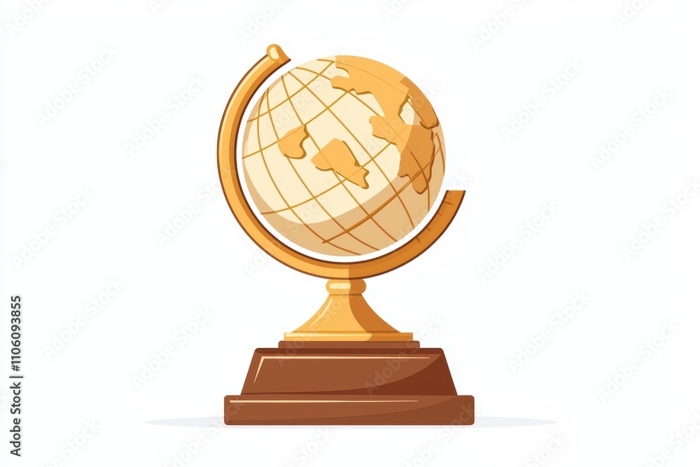 Decorative globe trophy symbolizing exploration and global knowledge on white isolated background. Decorative globe trophy symbolizing exploration and global knowledge on white isolated background.