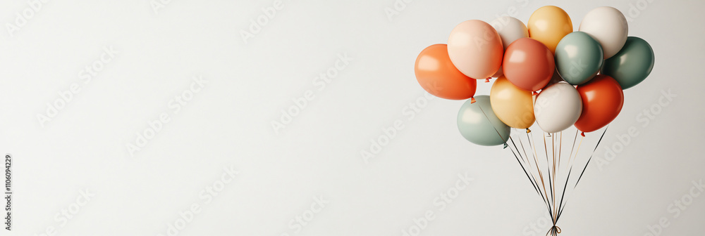 Festive Rainbow Balloons Floating on Clean Isolated Banner Background Perfect for Party Designs and Celebrations Festive Rainbow Balloons Floating on Clean Isolated Banner Background Perfect for Party Designs and Celebrations