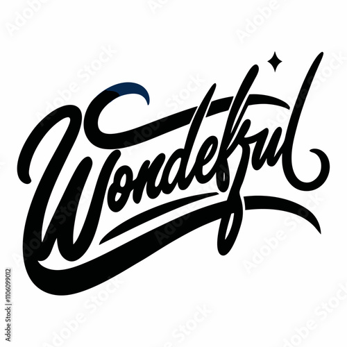 wonderful text lettering black handwriting vector icon on white background