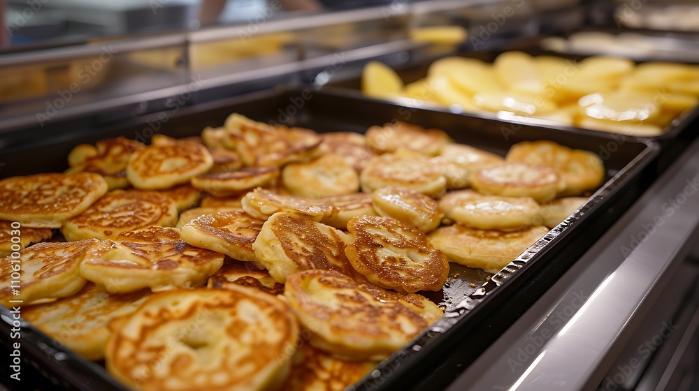 Potato pancakes canteen self service buffet Potato pancakes canteen self service buffet