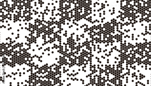 Black and white abstract geometric pattern with hexagon shapes. Smooth transition of dynamic fade pattern. Vector Format Illustration 