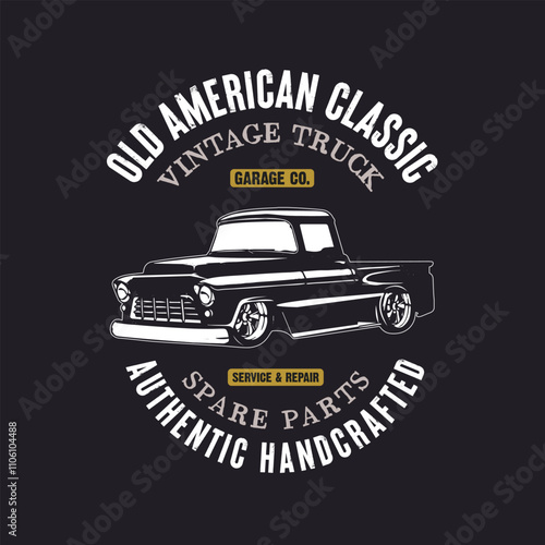 American Vintage Pickup Truck Vector tee shirt  Design graphics poster.