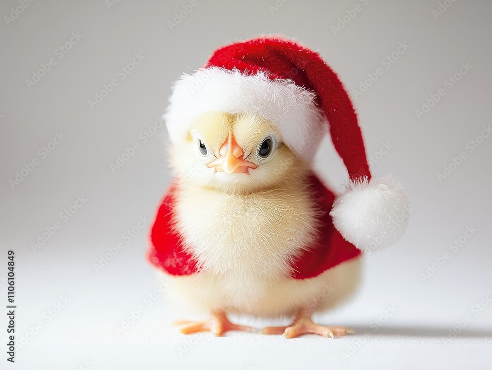 Adorable Chick in Santa Hat Bringing Festive Cheer Adorable Chick in Santa Hat Bringing Festive Cheer