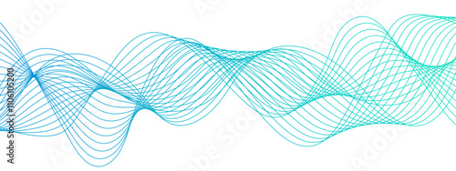 Horizontal green wave on white background. Abstract wavy lines. Futuristic tech background with Curved wavy line. seamless wave pattern glowing science flowing line graphic template