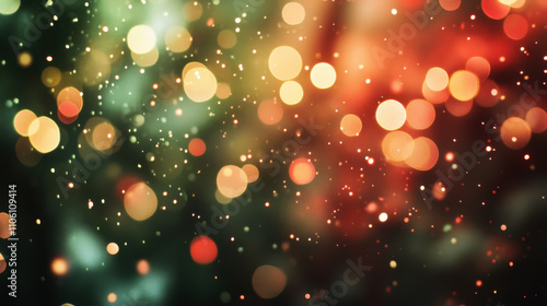 Bright and colorful bokeh lights create festive atmosphere, perfect for holiday celebrations. blurred effect adds dreamy quality to image, enhancing its charm