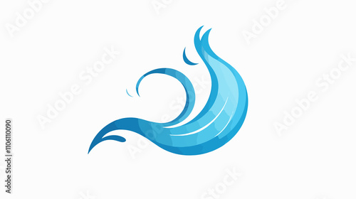 Swirly Waves Tears Icon Logo with Natural Water Splash