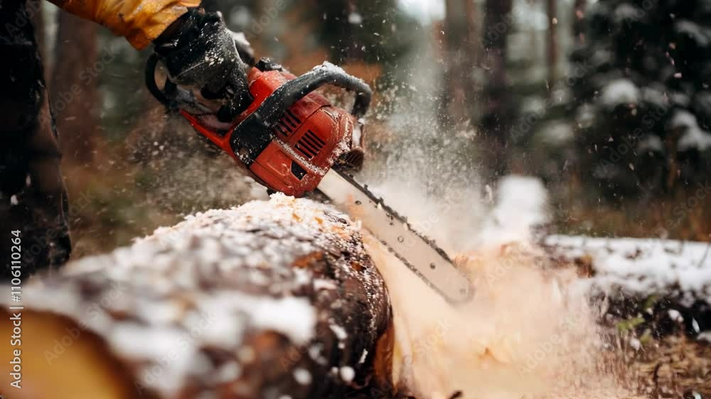 Man Cutting Through a Log Close-Up, High-Quality Video, 4k Man Cutting Through a Log Close-Up, High-Quality Video, 4k