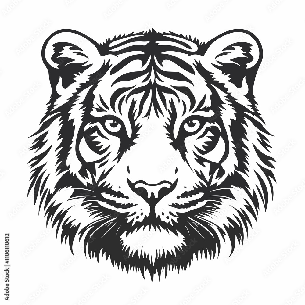 Majestic Tiger Icon - Predator Animal Ornamental Design Majestic Tiger Icon - Predator Animal Ornamental Design