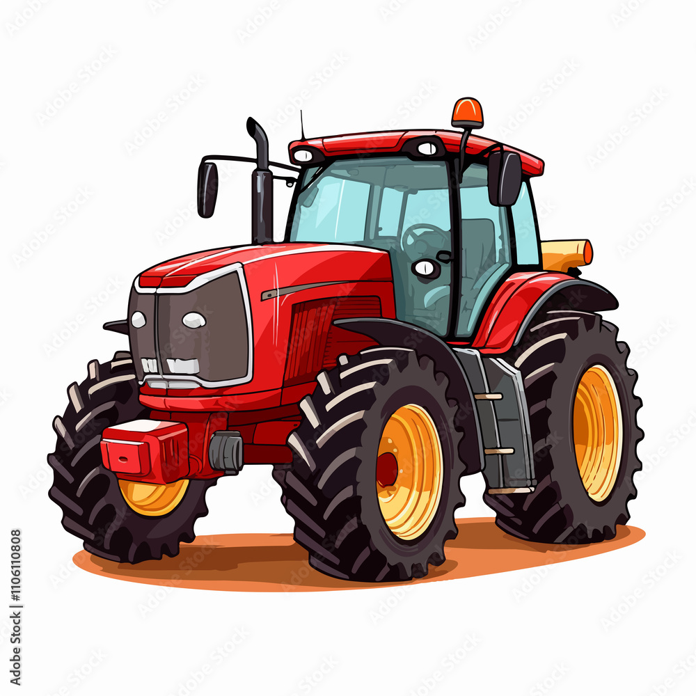 Obraz premium Colorful Cartoon Tractor Vector Illustration