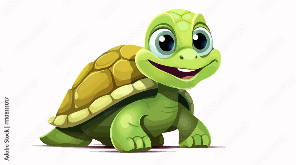 Fototapeta premium Cute Turtle Cartoon Vector Illustration on White Background