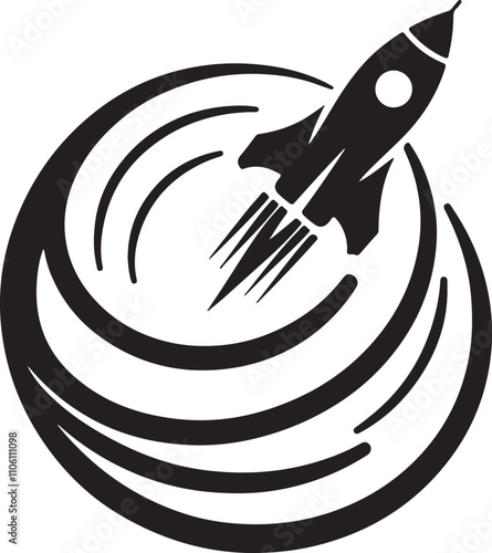 Space rocket ship silhouette vector 