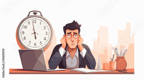 Stressed Businessman in Trouble - Vector Illustration photo