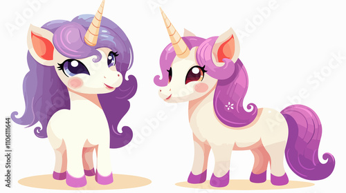 Cheerful Xiphias and Unicorn Vector Illustration photo