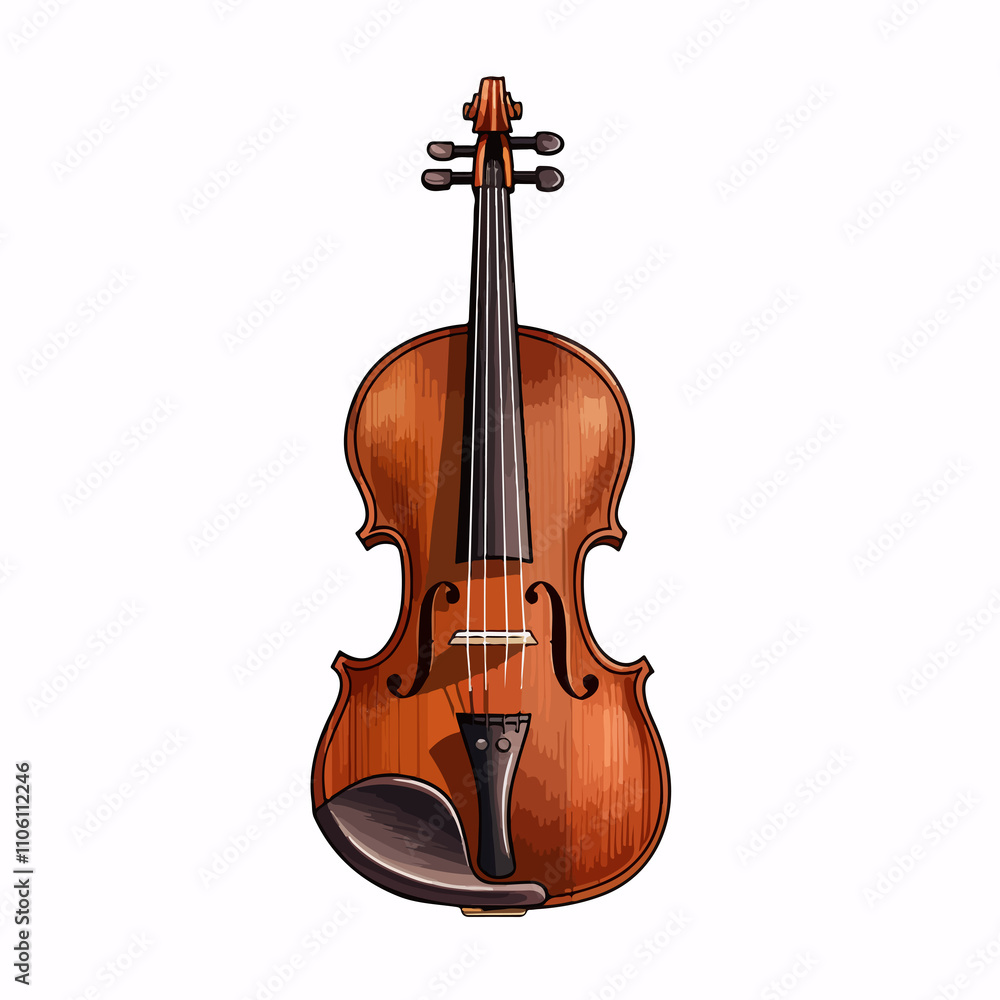 Fototapeta premium Elegant Violin Vector Illustration Isolated on White Background