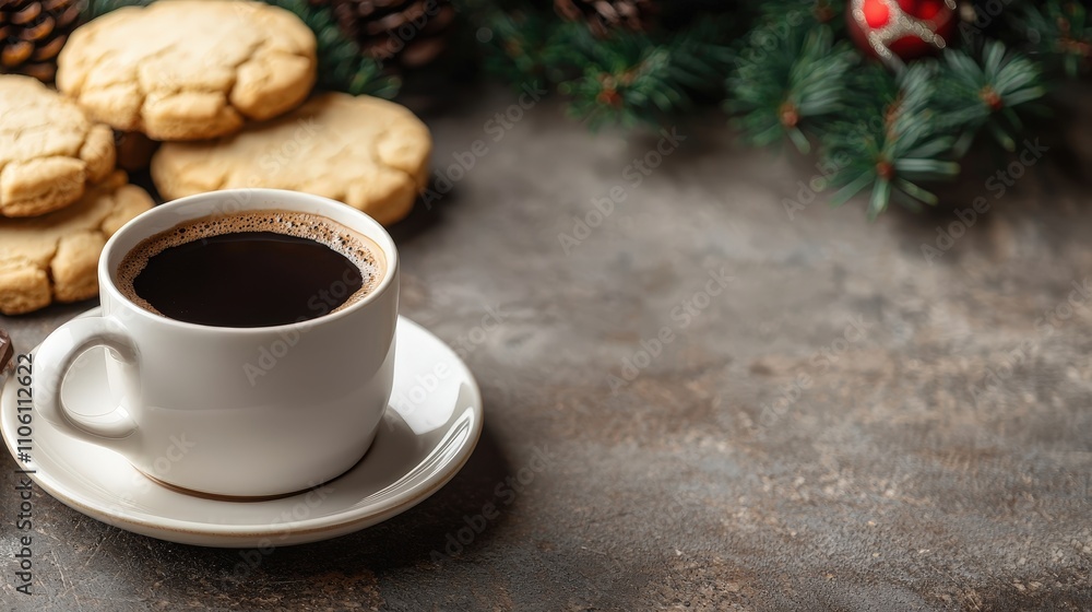 A cozy setting with coffee and cookies for a perfect treat. A cozy setting with coffee and cookies for a perfect treat.