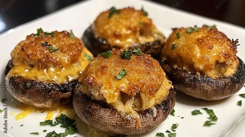 Baked Crab Stuffed Mushrooms with Cheese Baked Crab Stuffed Mushrooms with Cheese