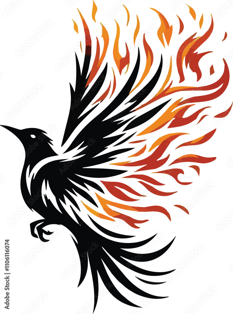 A bird silhouette with wings A bird silhouette with wings