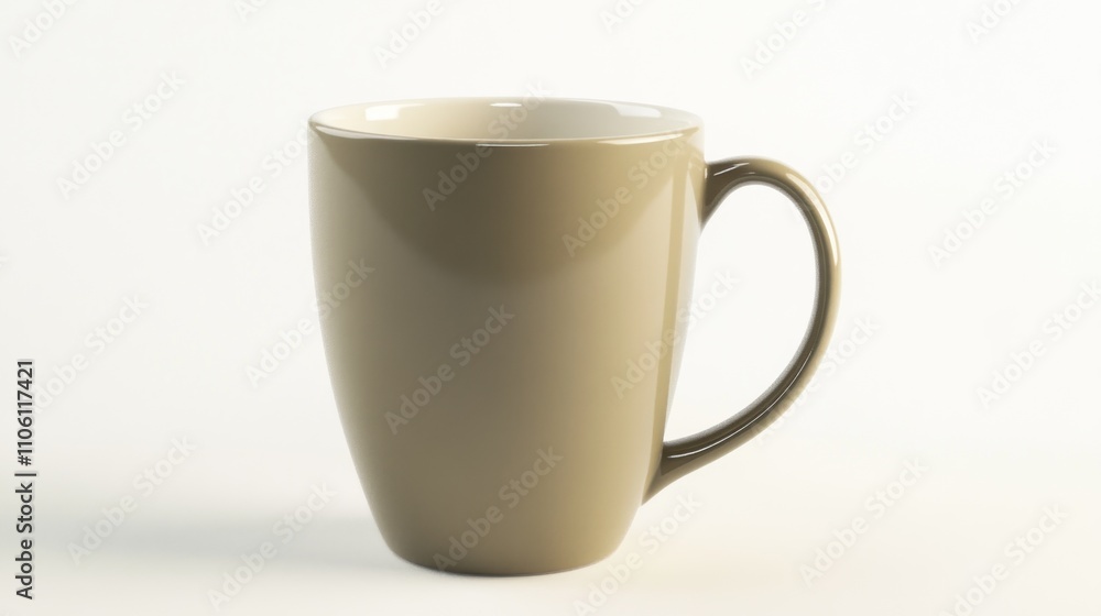 A Taupe Ceramic Mug on White Background A Taupe Ceramic Mug on White Background
