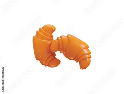 3D Croissant icon concept of bakery item Sweet pastry food icon vector illustration