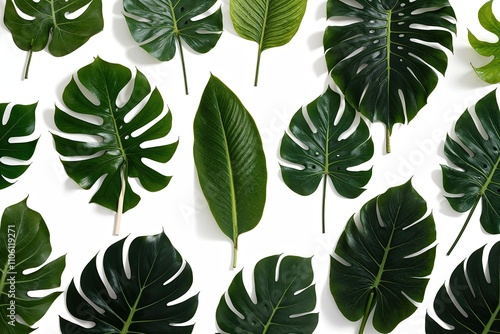 Tropical Leaf Divider Collection on White Background High Quality Images