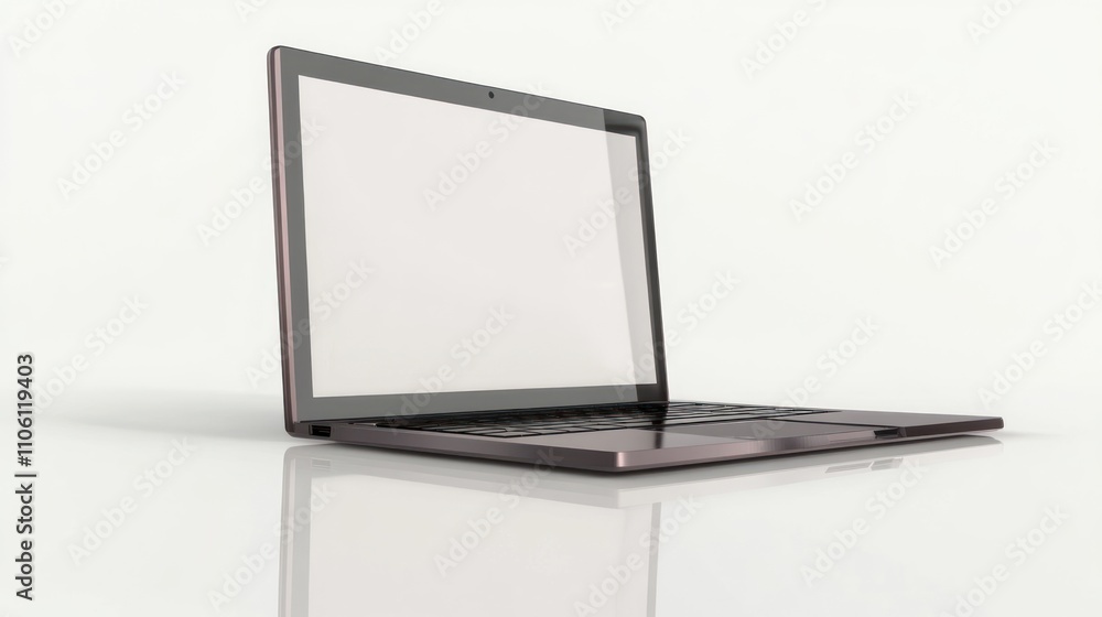 Modern Dark Laptop Displayed on White Background Modern Dark Laptop Displayed on White Background