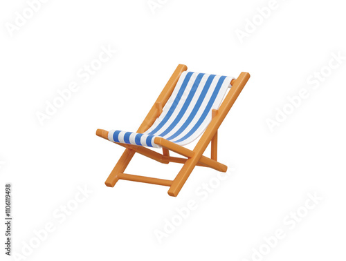 3d beach chair icon concept of Holiday or vacation relaxing on beach