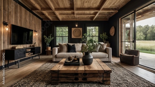 Chic Rustic Elegance: Modern Farmhouse Living Room Design