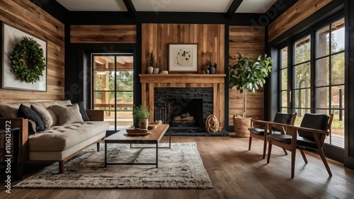 Chic Rustic Elegance: Modern Farmhouse Living Room Design