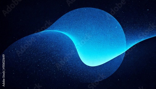 Glowing blue abstract shape on a dark grainy black-blue background, futuristic design