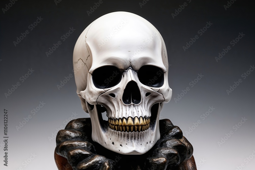 Unique Human Skull Sculpture with Artistic Expression and Realistic Design Unique Human Skull Sculpture with Artistic Expression and Realistic Design