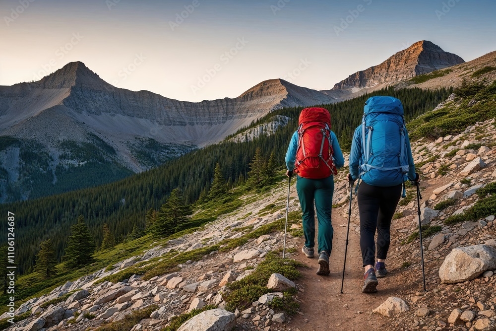 Fototapeta premium Ultimate Backpacking Adventure Exploring Inspirational Trails and Scenic Ridges