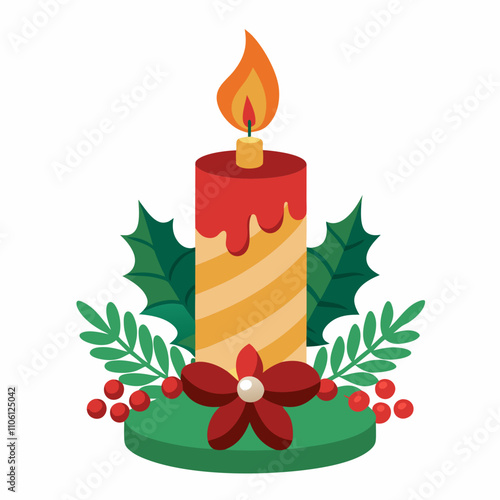 Christmas candles and holly
