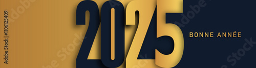 Bonne année - meilleurs vœux 2025 - vecteur pour affiche bannière salutation et célébration du nouvel an 2025.
