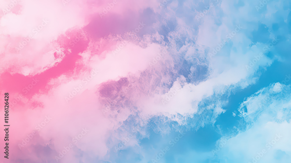 Fototapeta premium Vibrant clouds in shades of pink and blue create dreamy sky. soft hues blend seamlessly, evoking sense of tranquility and wonder