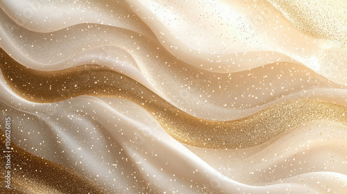 Elegant golden waves with sparkling textures create luxurious background. shimmering effect adds depth and sophistication, perfect for festive or upscale designs