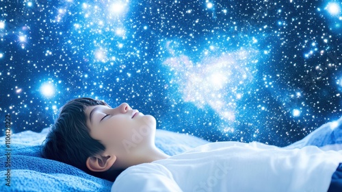 Gazing at the Lyrid Meteor Shower While Lying on a Cozy Blanket Under a Star-Filled Sky photo