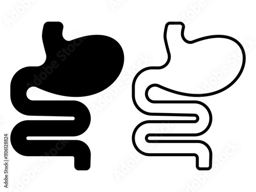 Digestion stomach intestine icon simple flat style, pictogram vector illustration isolated on white