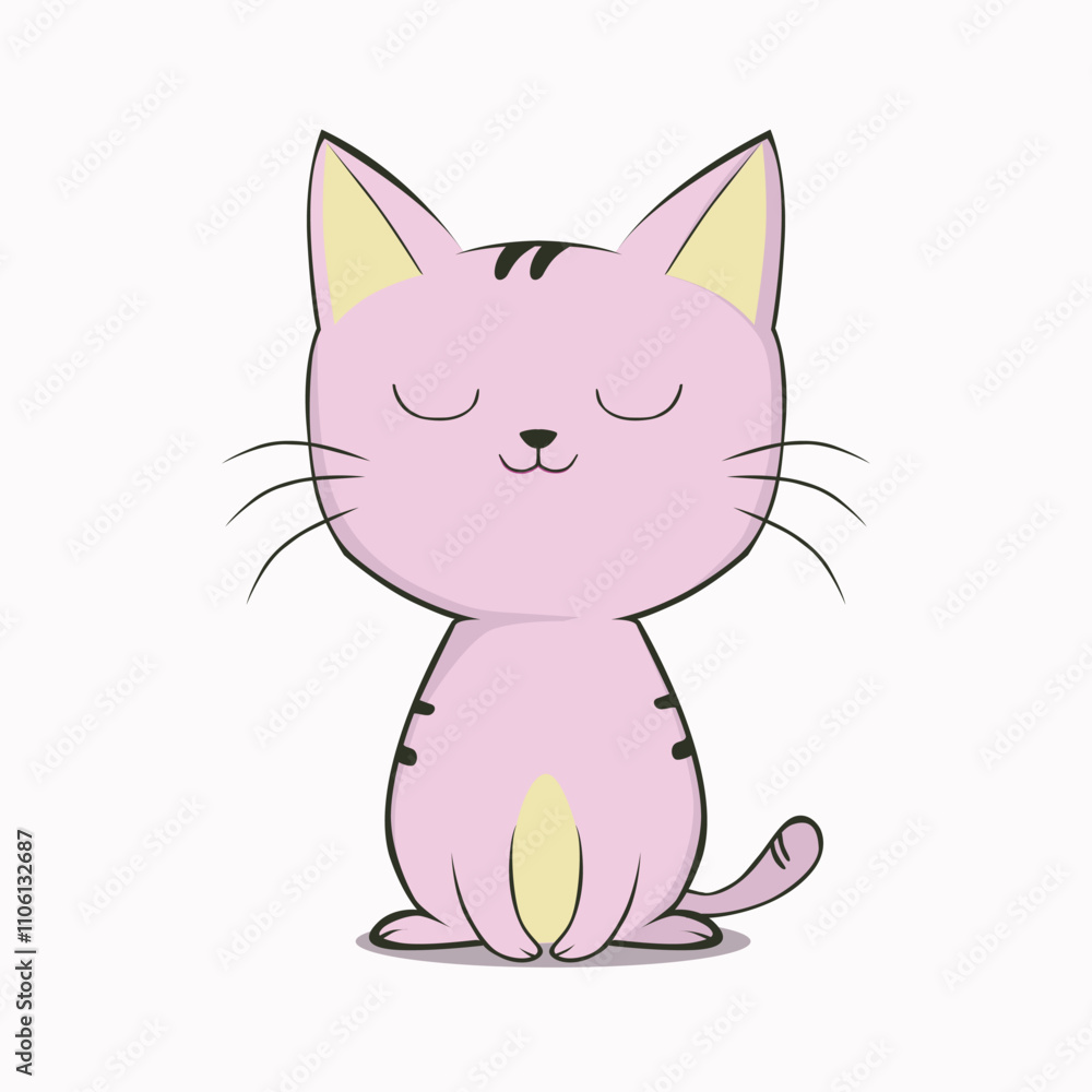 Cute Happy Cat In Clip Art Style, Tshirt Cute Happy Cat In Clip Art Style, Tshirt