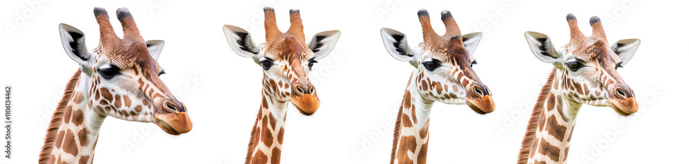 Giraffe head collection isolated on transparent background, PNG. Clipart template Giraffe head collection isolated on transparent background, PNG. Clipart template