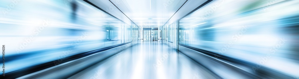 Light blue background featuring a moving city infrastructure subway escalator Light blue background featuring a moving city infrastructure subway escalator