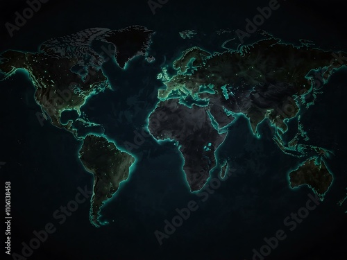 Glowing world map in the dark. #1106138458