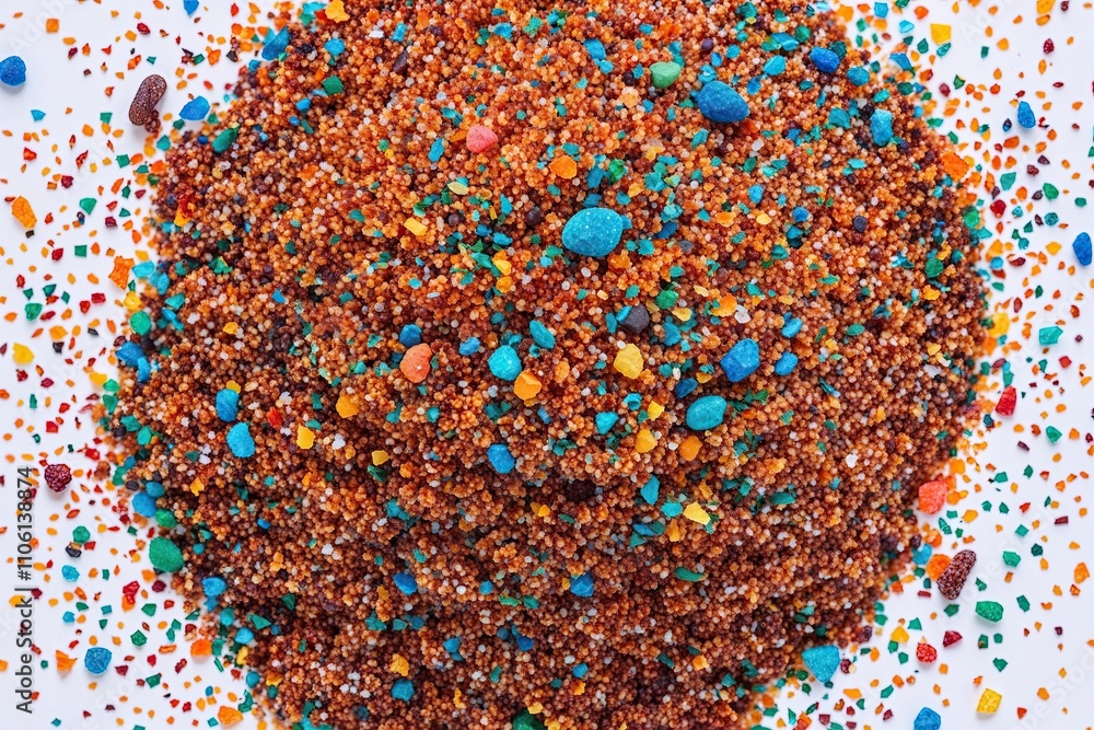 Vibrant Sand Granules Isolated on White Background Top Down View of Abstract Texture Vibrant Sand Granules Isolated on White Background Top Down View of Abstract Texture