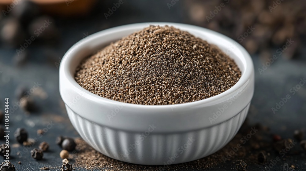 Here's a caption and keywords for your stock photo
Ground black pepper in a bowl. Here's a caption and keywords for your stock photo
Ground black pepper in a bowl.