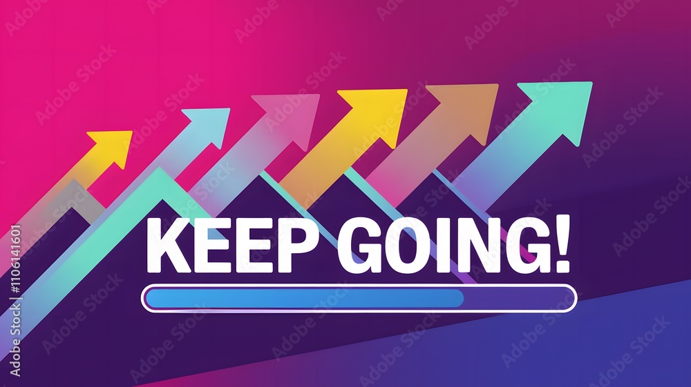 A sign with arrows and a loading bar encourages you to keep going A sign with arrows and a loading bar encourages you to keep going