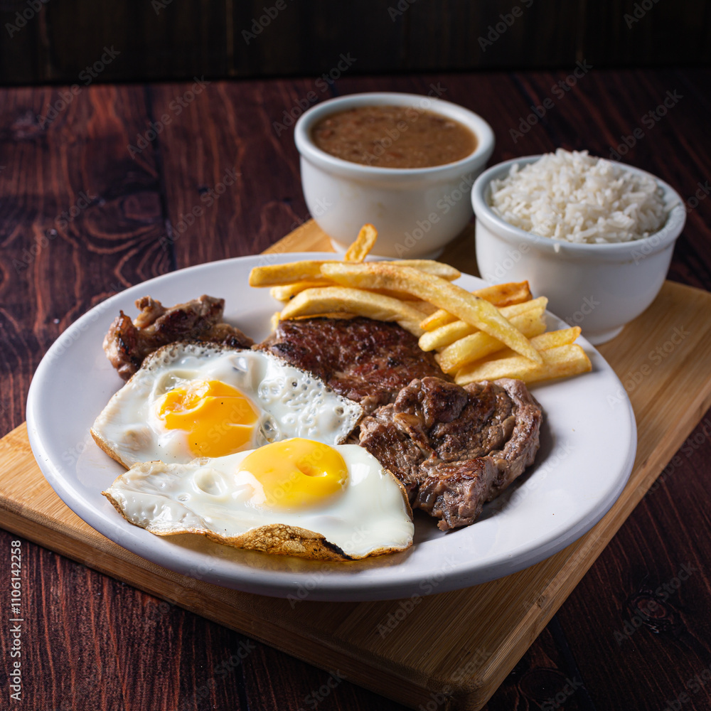 Horse Steak Dish Typical Brazilian Food Horse Steak Dish Typical Brazilian Food