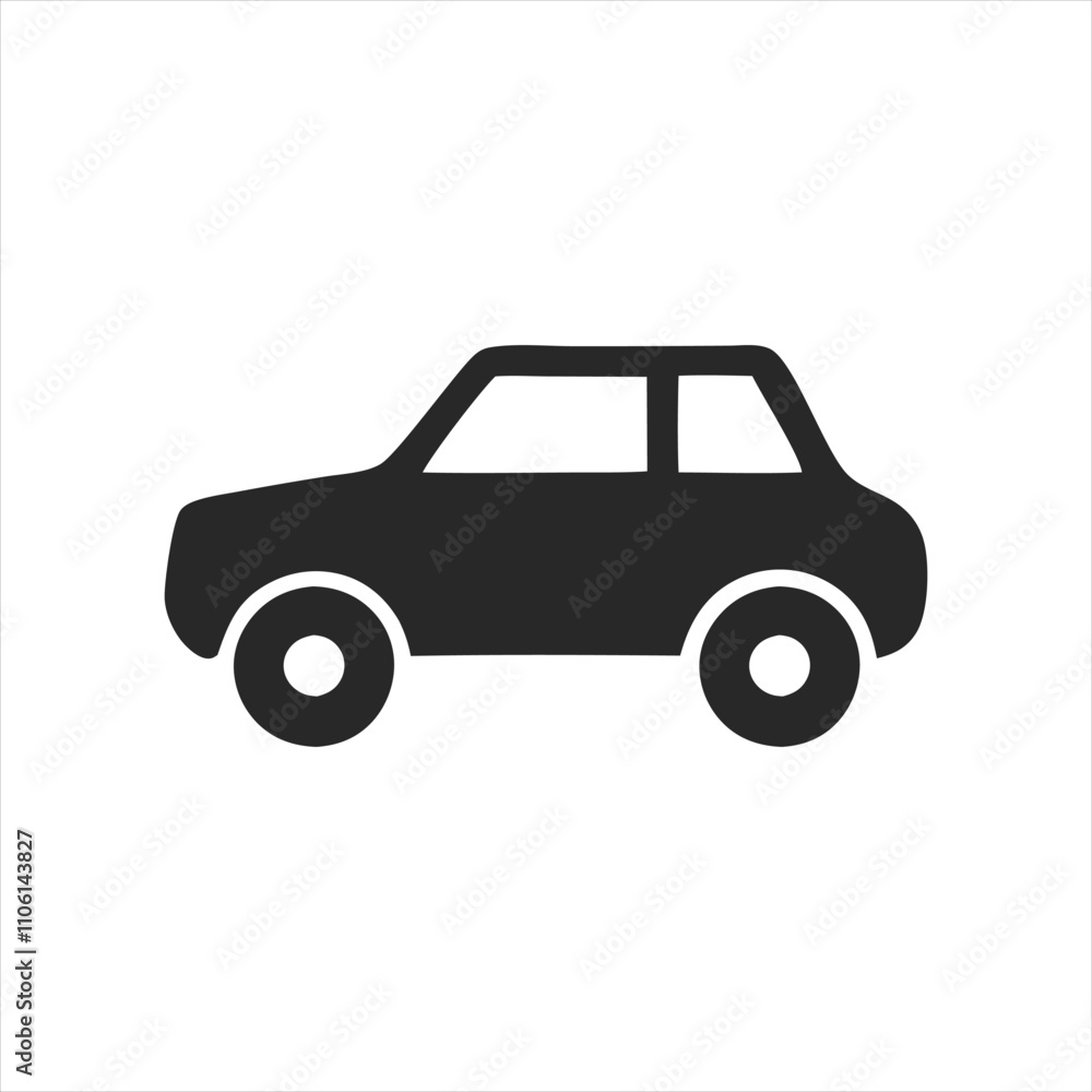 Vector design of car outline art icon in black and white with modern style Vector design of car outline art icon in black and white with modern style